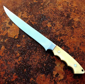 Couteau à filet en acier carbone PRESTIGE BLADES fait à la main, vente en gros, fabrication sur mesure, ambidextre, passe au lave-vaisselle, haute qualité, brossé - Product Image 5