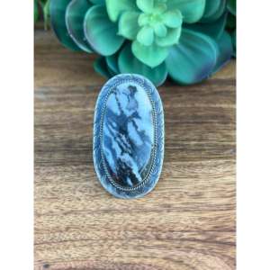 Gabby Spencer Romantic <b>Adjustable</b> <b>Ring</b> Zebra Jasper Sterling Silver Bezel for Lovers Number Animal Lovers Gift for Size 8 - Product Image 1
