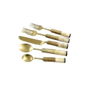 Ensemble de couverts modernes en acier inoxydable plaqué or avec cuillère fourchette couverts pour la maison, le restaurant et le mariage-Ustensiles de salle à manger élégants - Product Image 1