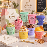 Gobelets à crème glacée personnalisés AT PACK avec logo |   Contenants d'emballage pour gelato de qualité supérieure, bols à dessert et fournitures à emporter pour la crème glacée