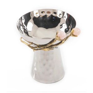 Most Selling High Demanding Heavy Duty Metal <b>Silver</b> Color Shiny Mirror Polished With Gold Plated Unique Designer Serving Bowls - Product Image 5