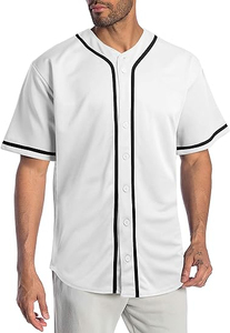 Camiseta de béisbol de alta calidad con estampado personalizado de transferencia de calor transpirable de secado rápido 100% poliéster para hombre cuello en V de béisbol - Product Image 3