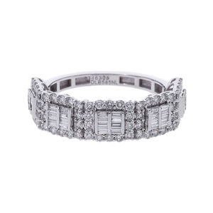 Bague de luxe en or blanc 14K Bold Multi-Row Channel Set Band Baguette Diamond Ring avec diamants naturels à plusieurs rangées - Product Image 1