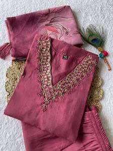 Traje de Salwar de seda de diseñador con trabajo hecho a mano Estilo de moda Vestido largo paquistaní Salwar Kameez Dupatta para funciones de fiesta de boda - Product Image 5