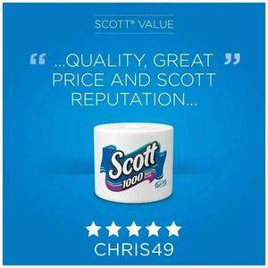 Scott 1000 Sheets Bathroom Tissue, <b>Toilet</b> Paper, 8 <b>Rolls</b> - Product Image 5