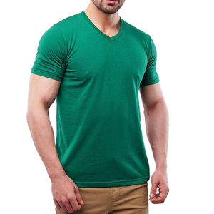 เสื้อยืดคอวีแขนครึ่งแขนสำหรับผู้ชายใส่สบายน้ำหนักเบาปรับแต่งได้กระชับกล้ามเนื้อสำหรับเด็กผู้ชายลายพื้น - Product Image 3