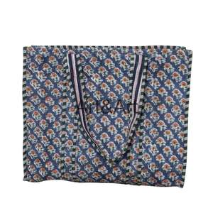 Sac fourre-tout en coton vintage fait à la main en Inde pour femmes, imprimé à la main, matelassé, sac à bandoulière pour l'été, l'automne et l'hiver, pour le shopping - Product Image 5