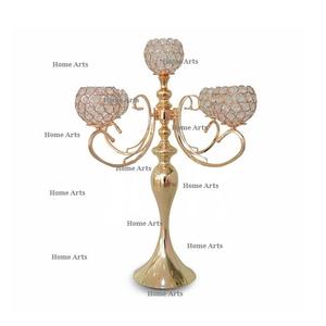 Candelabro de Diseño Innovador con Cinco Bolas de Cristal, de la Más Alta Calidad, en Color Plateado, para Centro de Mesa - Product Image 1