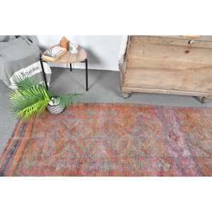 Alfombra de lana turca vintage 2,7x9,5 pies naranja rojo área grande diseño de retazos para pasillo sala de estar cabecera para pisos de látex - Product Image 2