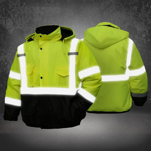 Chaqueta de Seguridad con Capucha de Alta Visibilidad Reflectante ANSI Clase 2 para Hombre, con Bolsillos, Cremallera, Impermeable y Logotipo Personalizado - Product Image 2