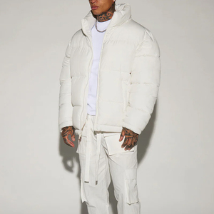 Vestes matelassées personnalisées de haute qualité pour hommes, blanches, de haute qualité, à porter des deux côtés, matelassées, brillantes, avec des poches latérales - Product Image 2