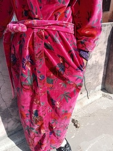 เสื้อคลุมกำมะหยี่สไตล์วินเทจของผู้หญิงเสื้อคลุมกิโมโนพิมพ์ลายดอกไม้สำหรับผู้หญิงเสื้อคลุมนุ่มคลุมชายหาด - Product Image 5