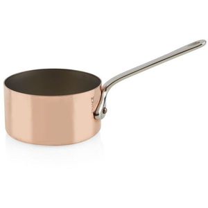 <b>Model</b> <b>D</b> SUS 304 Stainless Steel Sauce Milk Water Scoop Heating Pot with V Flow Mouth with Copper Plating Surface Vintage Style - Product Image 1