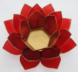 Capiz-portavelas de loto disponibles en colores chakras, regalos de meditación