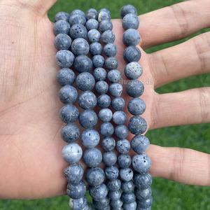 Perles en vrac de corail bleu rond naturel, brin de perles de pierres précieuses organiques pour la fabrication de bijoux 4 <span class=keywords><strong>6</strong></span> 8 10 12mm, longueur 38CM - Product Image 2