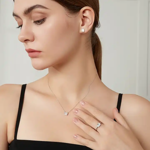 NOVAMART Fine Confidence-Boosting 1.2ct <b>Crystal</b> Clear Emerald Cut Moissanite <b>Stud</b> <b>Earrings</b> Wholesale Export - Product Image 5