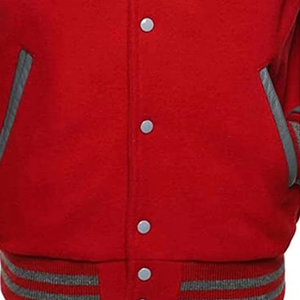 Veste universitaire en laine rouge pour homme avec manches en simili cuir, style bomber classique, style baseball tendance, style universitaire - Product Image 4