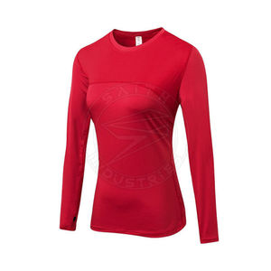 Ladies Canvas Compression Gym and Fitness Chemise à manches longues Logo personnalisé O-Neck Solid Pattern Casual Style - Product Image 5