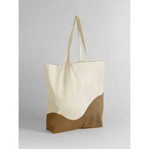 Bolsa de Compras de Algodón Orgánico con Estampado de Ondas, Bolsa de Compras Sostenible - Product Image 5