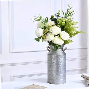 Vase en métal galvanisé avec revêtement en poudre de fer personnalisable Boîte de lait de ferme Paniers décoratifs Poignée de seau d'incendie Vase de table - Product Image 6