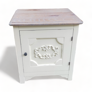 โต๊ะข้างเตียงทำจากไม้มะฮอกกานีแกะสลักแบบโบราณโต๊ะไม้โอ๊คสไตล์ชนบทตู้ห้องนอนสไตล์วินเทจเฟอร์นิเจอร์เตียงนอนสีขาว - Product Image 2