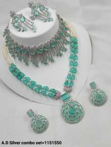 AMERICAN DIAMOND BRIDAL NECKLACE SET and HIGH QUALITY & CLASSIC EARRINGS <b>JEWELLERY</b> SET for WEDDING <b>JEWELLERY</b> CLASSIC STYLE WOMEN - Product Image 2