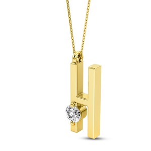 Colgante Personalizado con Letra Inicial, Diamante Cultivado en Laboratorio VVS VS EF, Plata de Ley 925 con Acabado en Oro, Estilo Moderno y Minimalista - Product Image 5