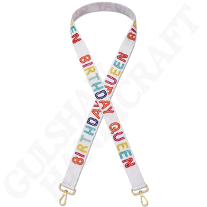 Sangle de sac à main perlée anniversaire reine accessoire de célébration fait à la main pour sacs à main élégants et occasions spéciales parfait pour les filles - Product Image 1