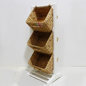 Artex Dong Thap Usine Fait Main Jacinthe D'eau Trois Niveaux Détachable Minimaliste Étagère De Rangement Tissé Naturel Organisateur Étagère pour - Product Image 2