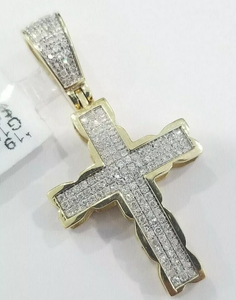 Colgante de Cruz Clásica para Niños y Hombres, Chapado en Oro Amarillo de 18K, con Moissanita Tallada de 2 Piezas, Regalo Religioso Hindú de Lujo - Product Image 4