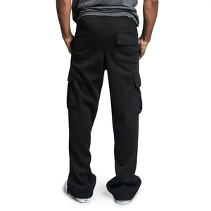 Pantalones de chándal acampanados de último diseño para adultos en color negro Pantalones acampanados de estilo holgado de longitud larga con estilo para niños - Product Image 2