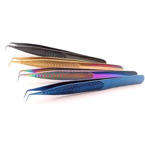 Juego de pinzas para pestañas rectas duraderas de 4 piezas hechas a mano con punta alineada Diseño de agarre antideslizante Alta precisión - Product Image 2