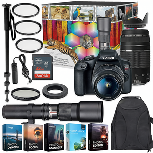ชุดกล้องดิจิตอล DSLR พร้อมเลนส์ 18-55 มม. และ 75-300 มม. พร้อมเลนส์สำเร็จรูป 500 มม. สำหรับถ่ายภาพสัตว์ป่า เหมาะสำหรับผู้ที่ชื่นชอบการถ่ายภาพ - Product Image 2
