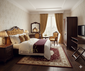 เตียงไม้แข็งทำมือสีขาวพร้อมดีไซน์แกะสลักหัวสูงสำหรับห้องนอนโรงแรมรีสอร์ท - Product Image 2