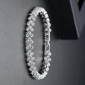 Pulsera de tenis de Plata de Ley 925 para mujer, 6mm, una sola fila, circón redondo, chapado en oro, estilo moderno para regalo de compromiso - Product Image 4