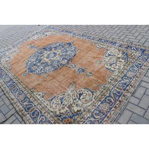 Tapis turc vintage 7,5x11,2 pieds, tapis surdimensionné, tapis en laine bleue - Product Image 4