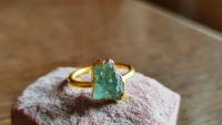 Véritable aigue-marine pierre 18k or Vermeil anneaux pour femmes mode réglable en laiton gros anneaux pour filles Hip Hop ternir anneaux