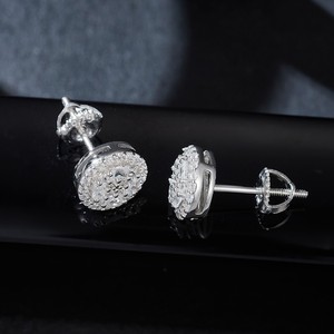 Boucles d'oreilles en diamant Moissanite VVS pour femmes en or blanc 14 carats et en argent sterling S925 clous en diamant taille ovale - Product Image 3
