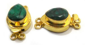 Piedra preciosa Esmeralda 1 hebra 2 hebras y 3 hebras cierre de caja redonda 18K chapado en oro 23X12X10MM Cierre de fabricación de joyas B750 - Product Image 4