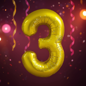 Palloncini Numero Oro per Feste N3 45cm Confezione da 12 Pezzi - Product Image 3