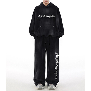 Survêtements d'hiver pour hommes en coton imprimé lourd, deux pièces, sweats à capuche et pantalons de survêtement - Product Image 3