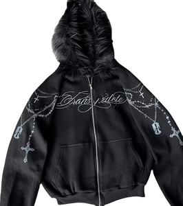 Chaqueta con Capucha de Manga Larga para Hombre, Estilo Gótico Punk, 100% Algodón, Forro Polar, Moda Invernal, Estilo Urbano, Ecológica, Transpirable, Tendencia 2025 - Product Image 1