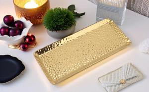 Bandeja de Servicio de Diseño Art Deco de Metal Resistente con Patrón Floral para Uso Diario, Multiusos, Catering, Hoteles y Banquetes - Product Image 3