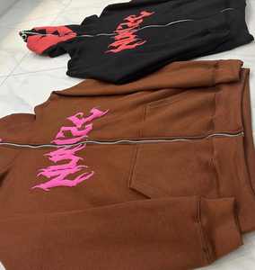 Vente en gros qualité la plus tendance en coton polaire écologique bouffée imprimé avant bricolage sweat à capuche à fermeture éclair complète 360 GSM coupe régulière hiver - Product Image 4