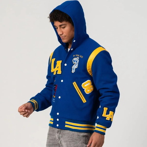 Vestes universitaires pour hommes les plus vendues, nouveau style du fabricant, broderie personnalisée, matière en laine, capuche, écologiques, hiver - Product Image 3