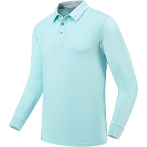 เสื้อโปโลแขนยาวผ้าคอตตอนทรงสลิมฟิตสำหรับผู้ชายสีพื้นใหม่ฤดูร้อนระบายอากาศได้ดีน้ำหนักเบาแห้งเร็ว - Product Image 4