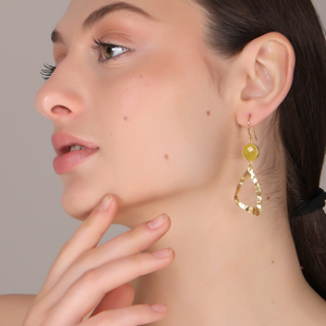 Dua ต่างหูทองเหลืองทำด้วยมือสำหรับผู้หญิงทำมือชุบทอง18K - Product Image 5