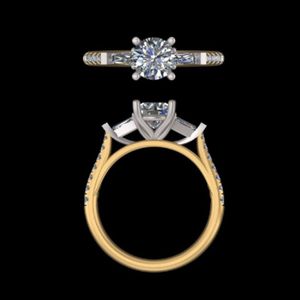 Anillo de Compromiso con Diamante de Corte Redondo de 1.56 Quilates, Oro Sólido de 18k/14k, Anillo de Boda con Baguette Cónico, Joyería Fina de Lujo para Mujer - Product Image 2