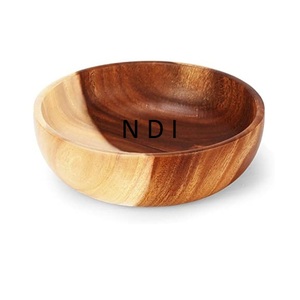 Bol de service à salade de fruits au design attrayant ustensiles de cuisine utilisation de restauration bol à salade personnalisé arrondi en bois de mangue - Product Image 1