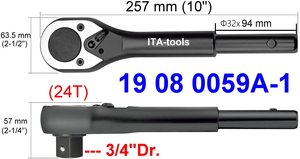 Cabeza de Trinquete Intercambiable de 3/4\" y 24 Dientes con Tubo de Acero - Product Image 2